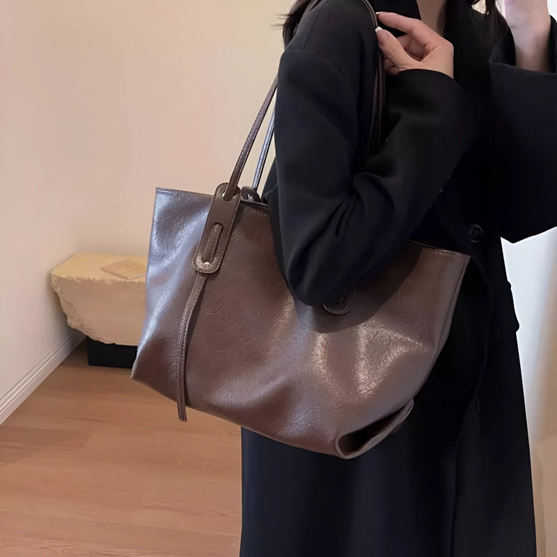 Damen Stilvolle Schulterhandtasche aus Leder