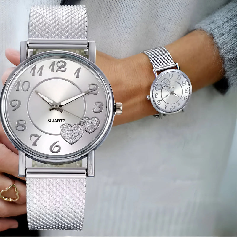 Damen Minimalistische Mesh Armband Quarz Uhr
