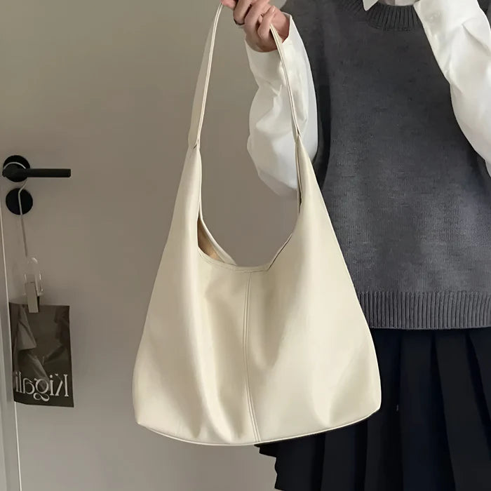 2-teiliges Set: Große Schultertasche aus Leder