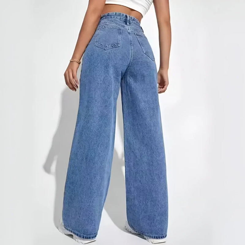 Damen Mid-Waist Straight-Leg Jeans