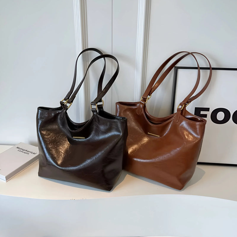 Damen Stilvolle Vintage-Leder-Tote-Bag