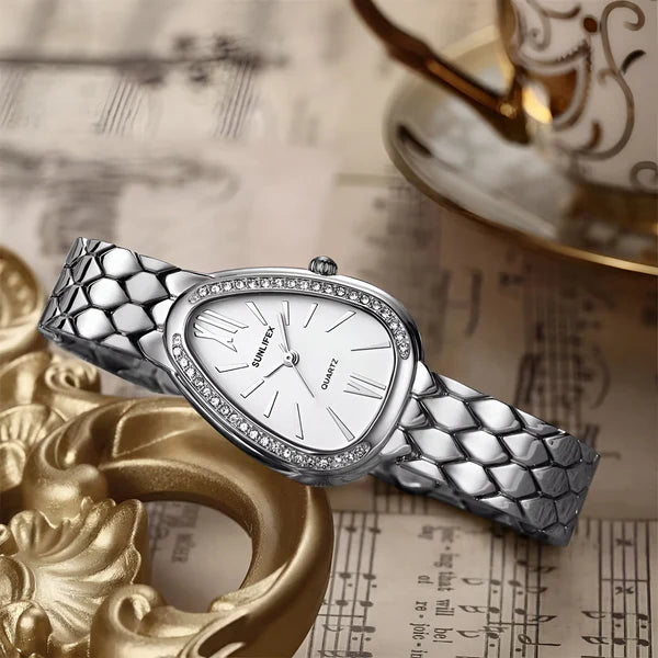 Kristall-Akzent Oval Armband Uhr