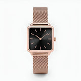 Quadrat Zifferblatt Quarz Mesh Uhr – Minimalistische Edelstahl Uhr