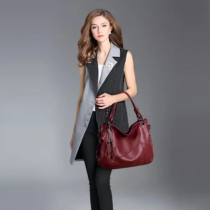 Damen-Crossbody-Designertasche aus Leder mit Quaste