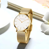 Damen Stylische Gold Quarz Uhr
