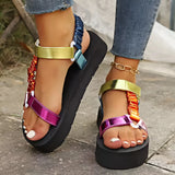 Bunte Flache Sandalen für Damen für den Strand