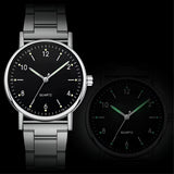 Damen Leuchtende Edelstahl Quarz Uhr