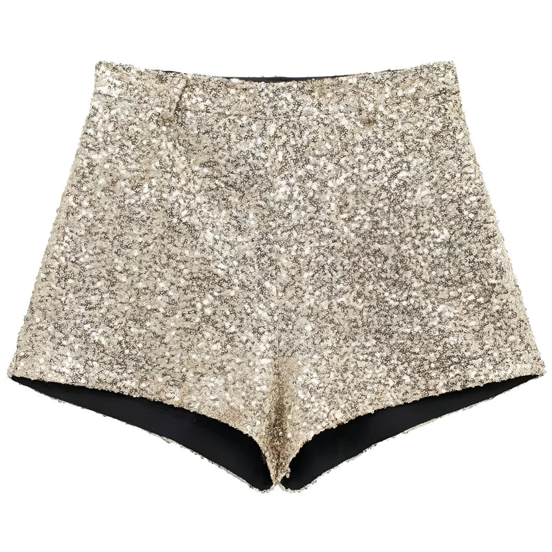 Pailletten-besetzte Mini-Shorts mit A-Linien-Schnitt