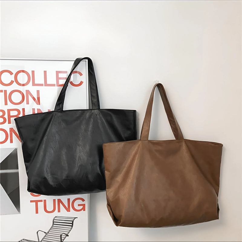 Damen Übergroße Weiche Schultertasche aus Leder