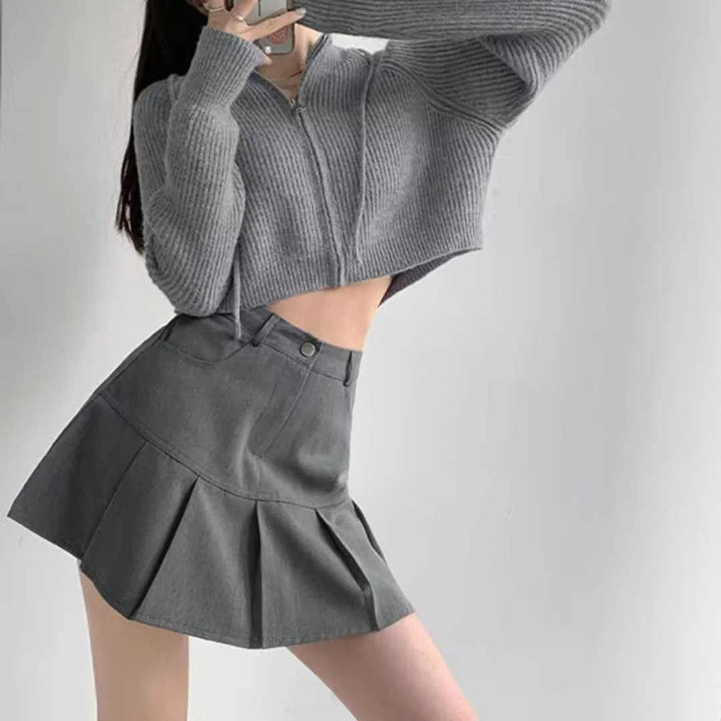 Vintage High-Waist Falten-Minirock