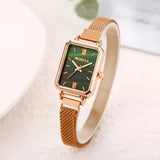 Damen Moderne Quadrat Zifferblatt & Mesh Armband Quarz Uhr