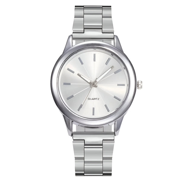 Damen Minimalistische Edelstahl Quarz Uhr