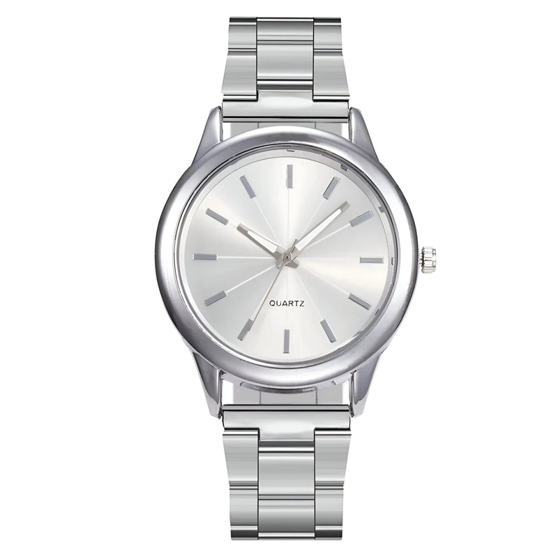 Damen Minimalistische Edelstahl Quarz Uhr