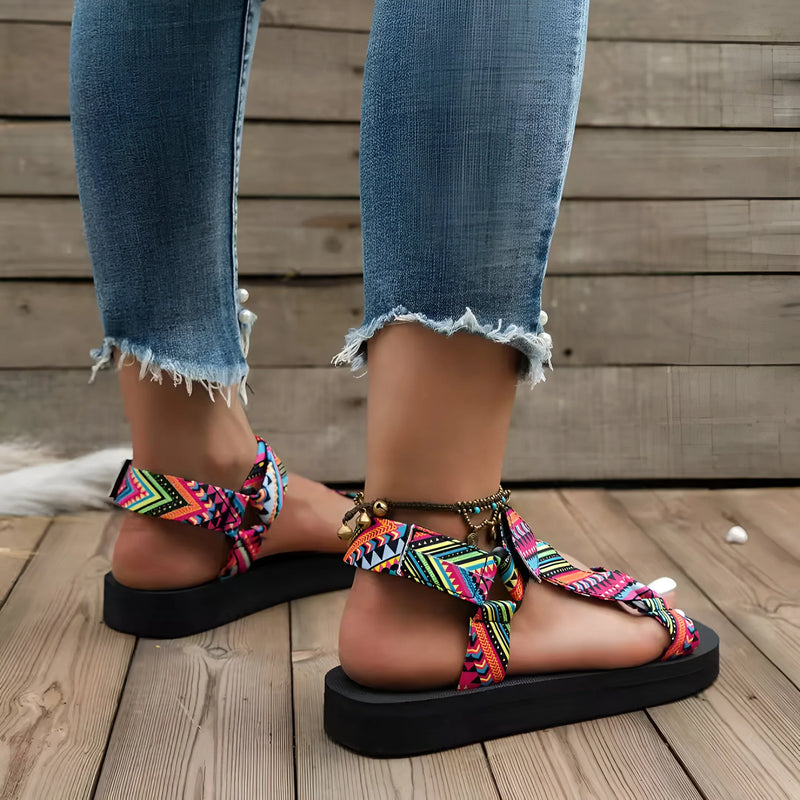 Bunte Sommer-Flachsandalen für Damen