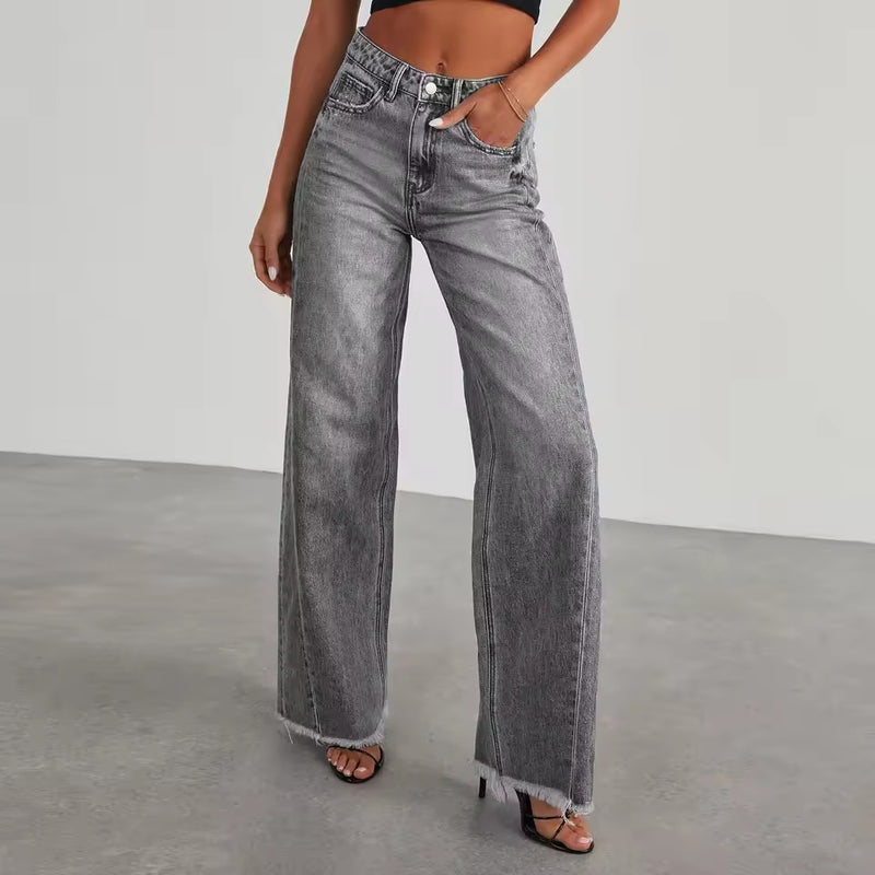 Damen High-Waist Weite-Leg Denim-Jeans