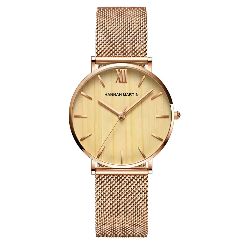 Damen Stylische Gold Quarz Uhr