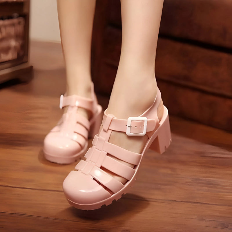 Transparente Plateau Blockabsatz Sandalen