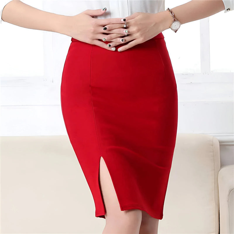 High-Waist Slim Fit Schlitzrock