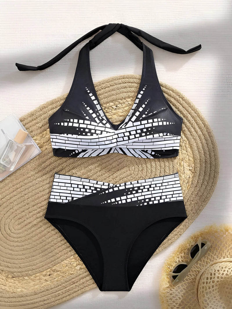 Zweiteiliges Bikini-Set mit geometrischem Muster