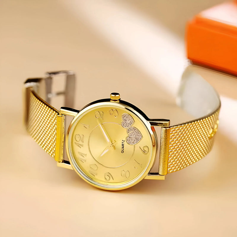 Damen Minimalistische Mesh Armband Quarz Uhr