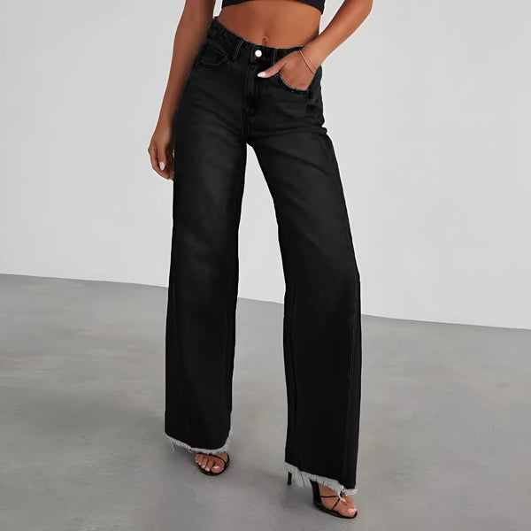 Damen High-Waist Weite-Leg Denim-Jeans