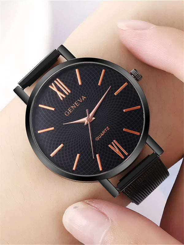 Runde Mesh Quarz Uhr