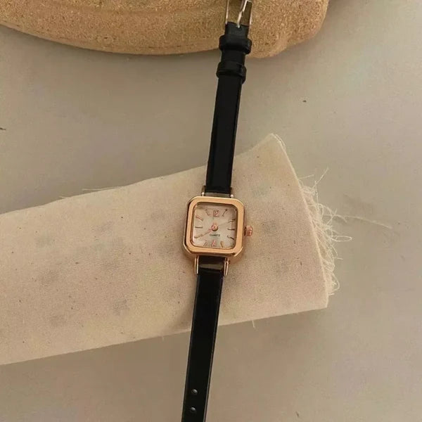 Quadrat Zifferblatt Lederarmband Uhr