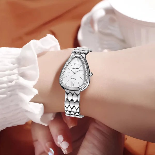 Kristall-Akzent Oval Armband Uhr
