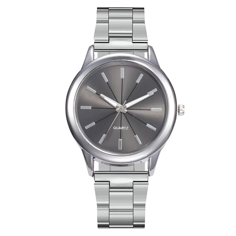 Damen Minimalistische Edelstahl Quarz Uhr