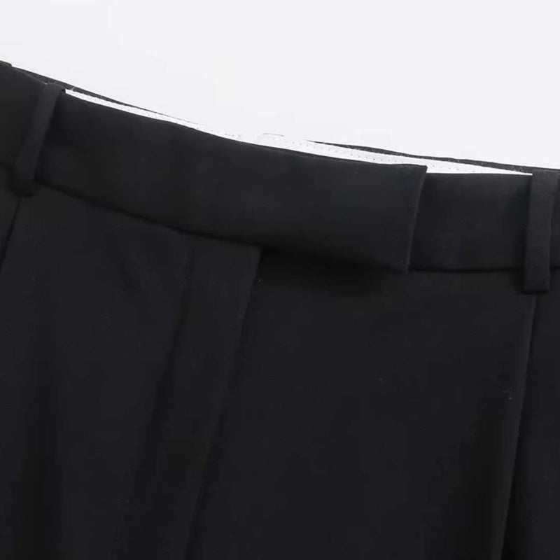 Damen High-Waist Vintage Reißverschluss-Hose