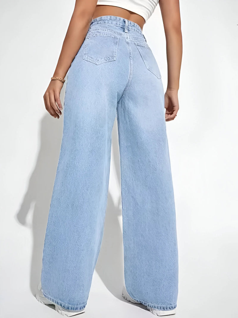 Damen Mid-Waist Straight-Leg Jeans