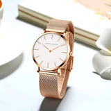 Damen Stylische Gold Quarz Uhr
