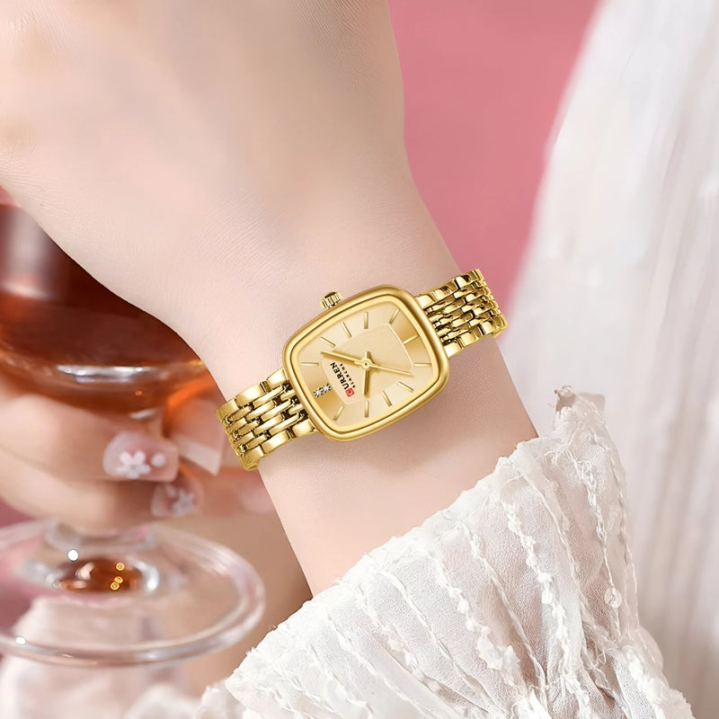 Damen Klassische Quadrat-Zifferblatt Uhr
