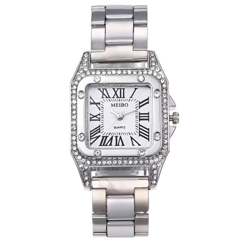 Damen Quadrat & Verstellbares Armband Quarz Uhr