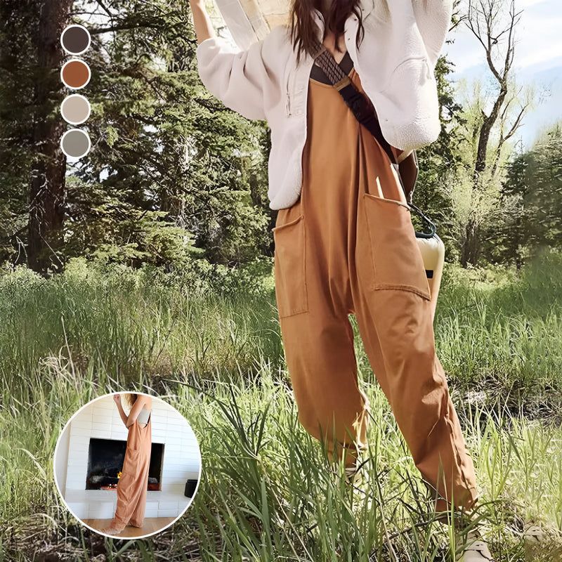 Weitbeiniger Jumpsuit mit Taschen