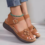 Damen Keil-Sandalen mit Blumenmuster