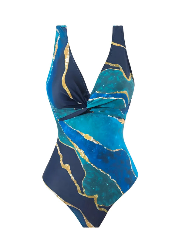 Zweiteiliges Bikini-Set mit tropischem Print und passendem Sarong
