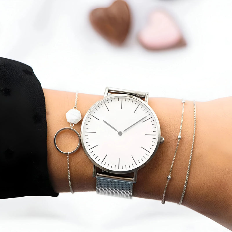 Damen Stylische Mesh Armband Uhr