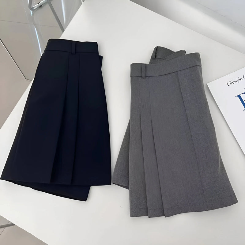 High-Waist Falten A-Linien Rock