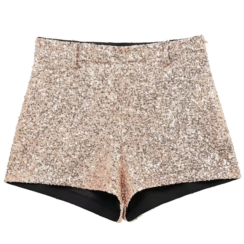 Pailletten-besetzte Mini-Shorts mit A-Linien-Schnitt