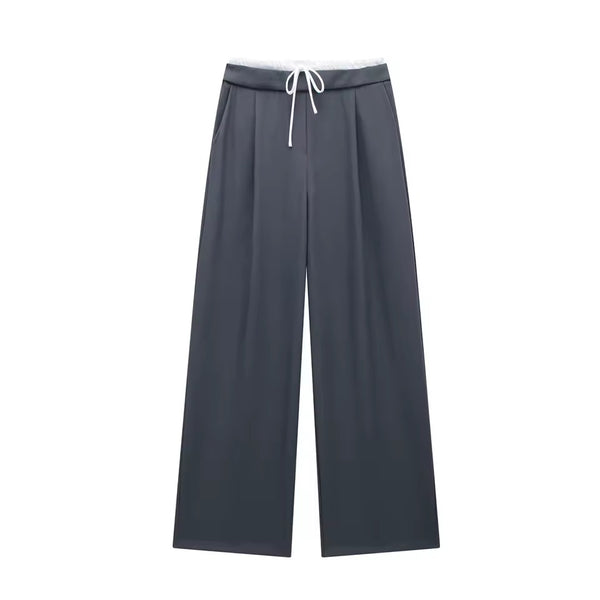 Damen High-Waist Lace-Up Straight-Hose