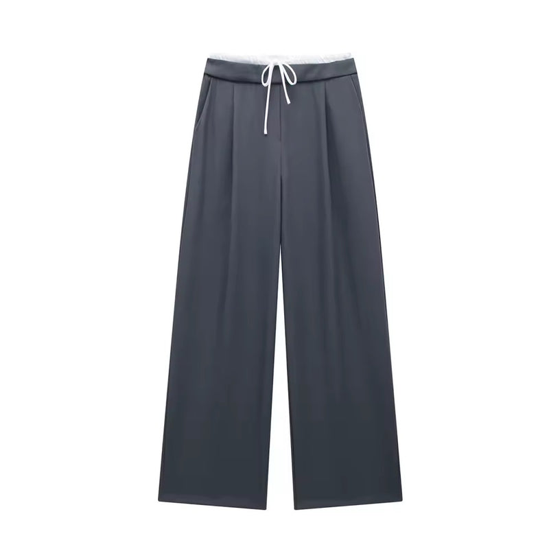 Damen High-Waist Lace-Up Straight-Hose