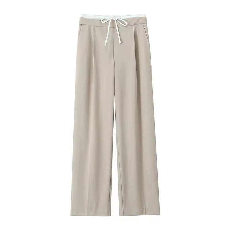 Damen High-Waist Lace-Up Straight-Hose