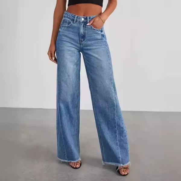 Damen High-Waist Weite-Leg Denim-Jeans