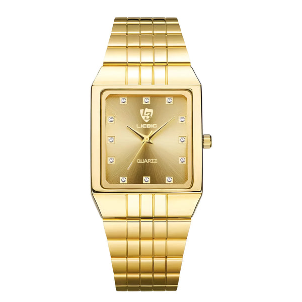 Luxuriöse Quarzuhr in Gold und Weiß