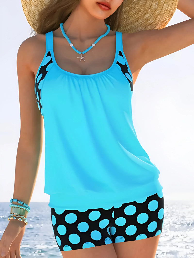 Zweiteiliges Tankini-Set mit Polka-Dots
