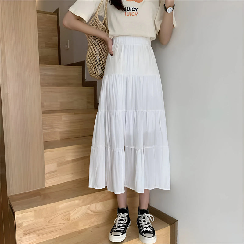 Damen High-Waist Chiffon A-Linien Rock