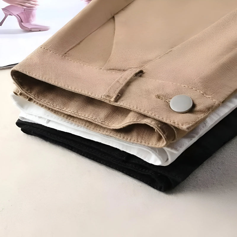 Damen High-Waist Baumwoll-Shorts mit Gürtel