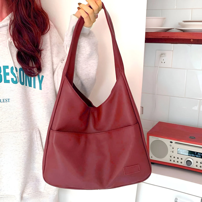 Damen Klassische Alltagsschultertasche aus Leder