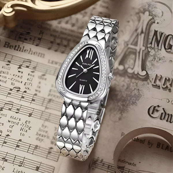 Kristall-Akzent Oval Armband Uhr